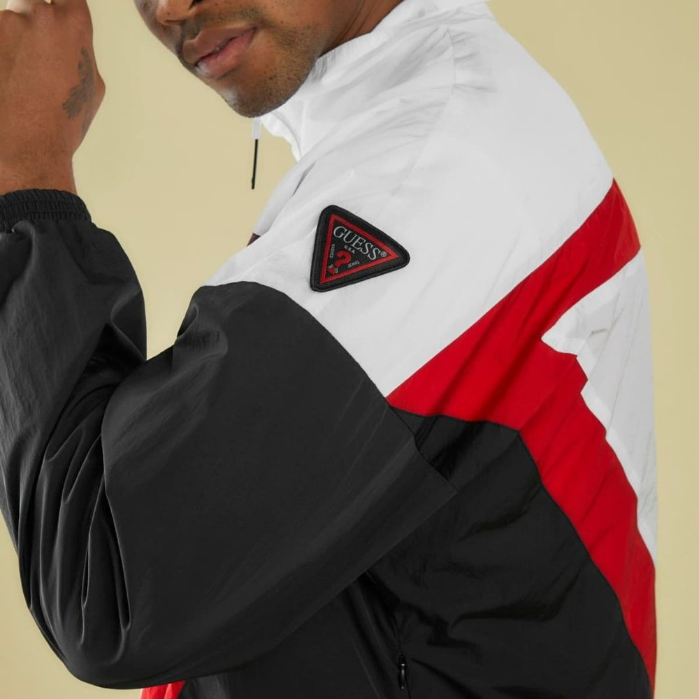 New GUESS Men's Sporty Triangle Logo Windbreaker - Picture 4 of 9